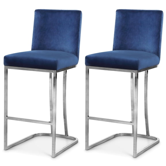 Meridian Furniture Heidi Navy Velvet Stool (Set of 2)