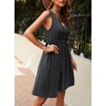 thumbnail image 2 of Asyoly Women's Summer V-Neck Dress Casual Sleeveless Mini Dresses Button Down Elastic Waist Swing Dresses, 2 of 5