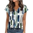thumbnail image 1 of Blusas para Mujeres Casual V Cuello Impreso Manga Corta Camiseta Suéter Suave Transpirable, 1 of 6