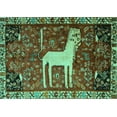 thumbnail image 1 of Ahgly Company Machine Washable Indoor Rectangle Animal Turquoise Blue Traditional Area Rugs, 7' x 10', 1 of 4