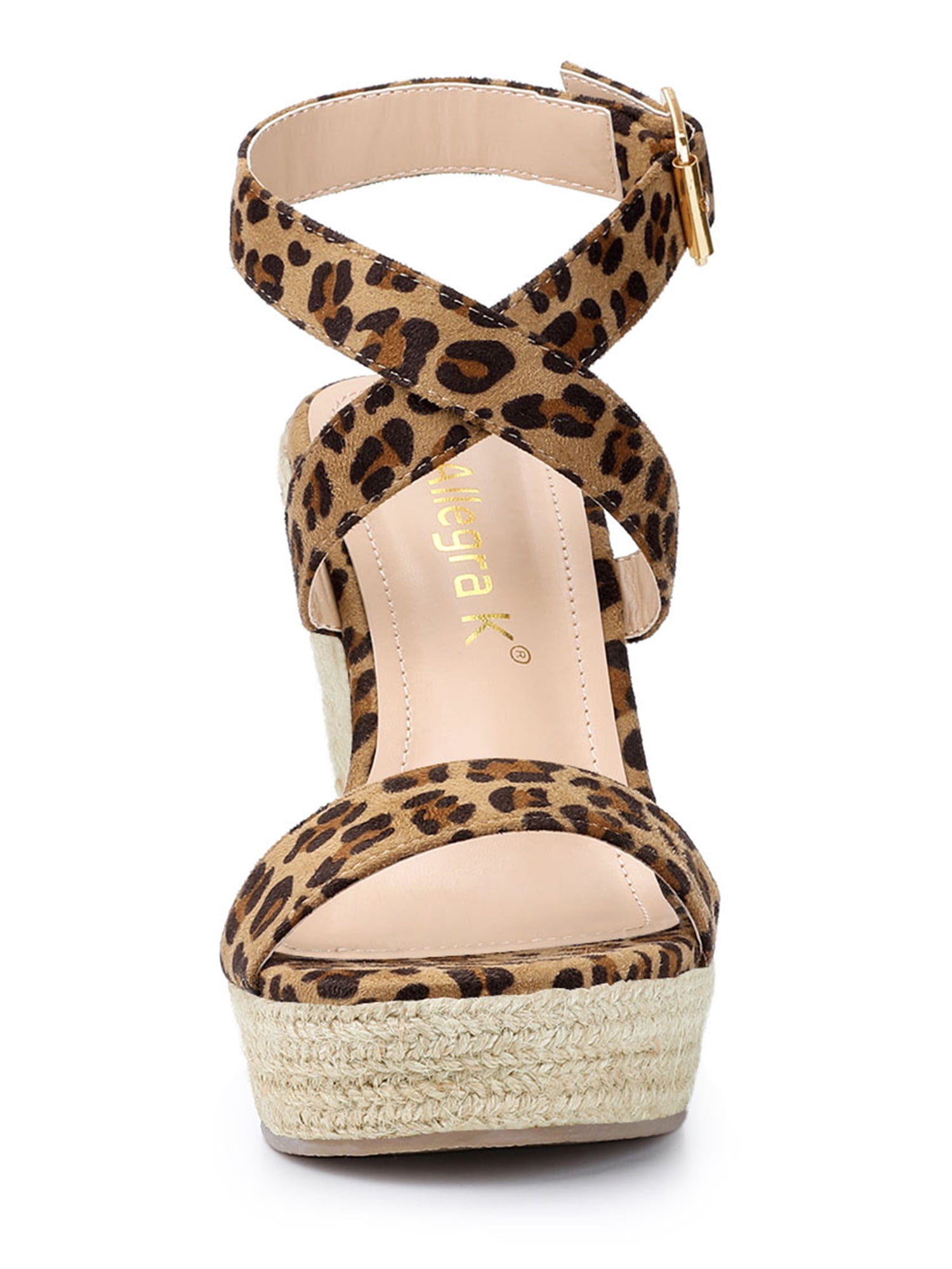 DARING DIVA Women's Slingback Crisscross Wedges Heel Espadrille Sandals Leopard 8.5