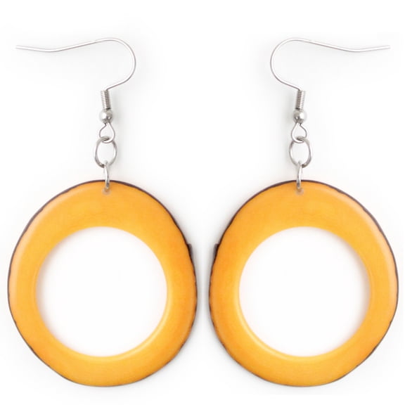 Slices Tagua Earrings Yellow Handmade Fair Trade