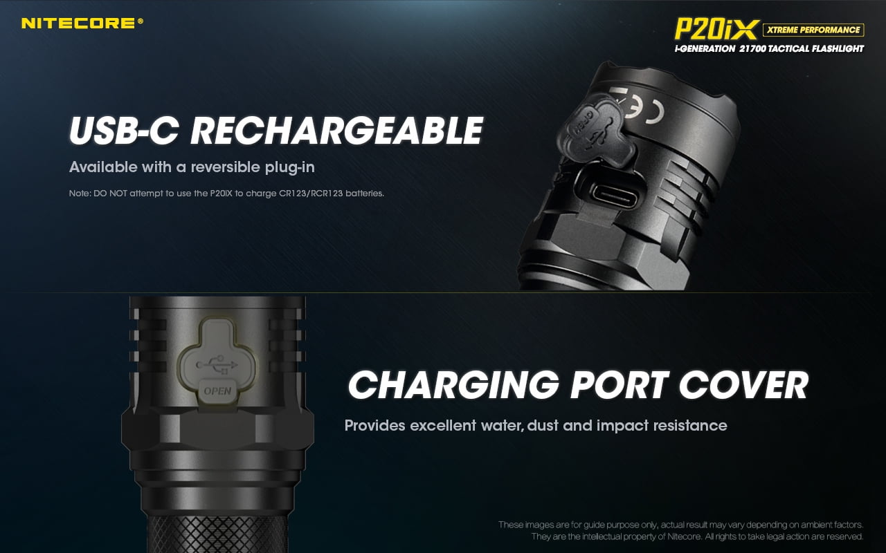 Nitecore P20iX CREE XP-L2 V6 LEDs USB-C Rechargeable Flashlight, 21700, White, 4000 Lumens, Black, 6952506406722