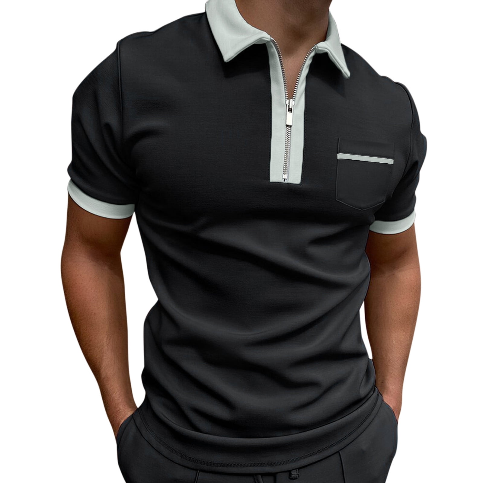 Polo Shirt For Men Male Summer Solid Print T Shirt Turn Down Collar ...