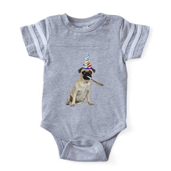CafePress - Pug Dog Party - Cute Infant Baby Football Bodysuit