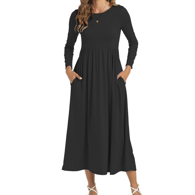 Gspmoly Robes Grande Taille pour Femmes Rondes, Robe Formelle à Manches Courtes Col Rond Mode Couleur Unie Taille Haute et Cheville Fendue jusqu'à 70 % de Réduction