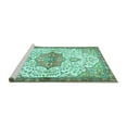 thumbnail image 2 of Ahgly Company Machine Washable Indoor Square Medallion Turquoise Blue Traditional Area Rugs, 3' Square, 2 of 4