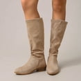 thumbnail image 2 of SAWOBUUN Womens Mid Calf Boots Slouchy Round Toe Block Heel Faux Suede Pull On Comfortable Fashion Casual Winter Boots, 2 of 8