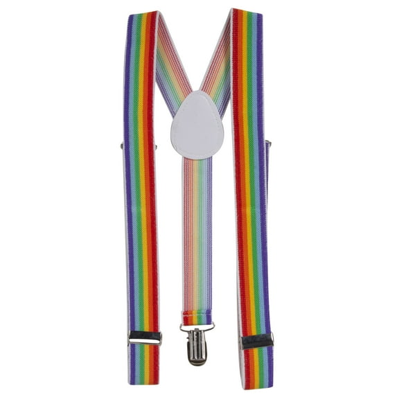 Rainbow Multi Color Elastic Braces Clip On Suspenders