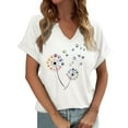 thumbnail image 2 of Wangmeiwg Women's Casual Fashion Printed V Neck Short Sleeved T Shirt Top Extra Large Women, 2 of 4