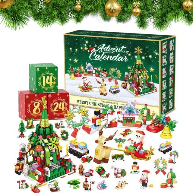 Calendario Adviento Navidad Construcción Árboles Con LED