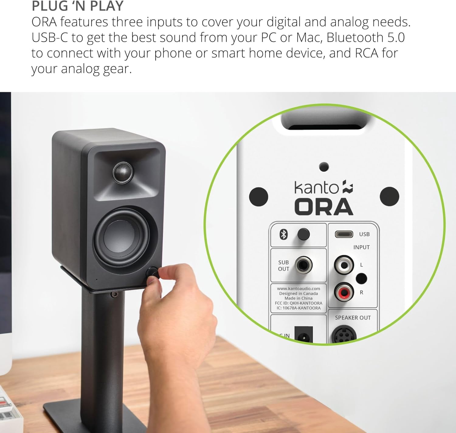 Kanto ORAMW Powered Reference Bluetooth Desktop Speakers - White Pair with 3 Year Amber Protection Plan (2024)