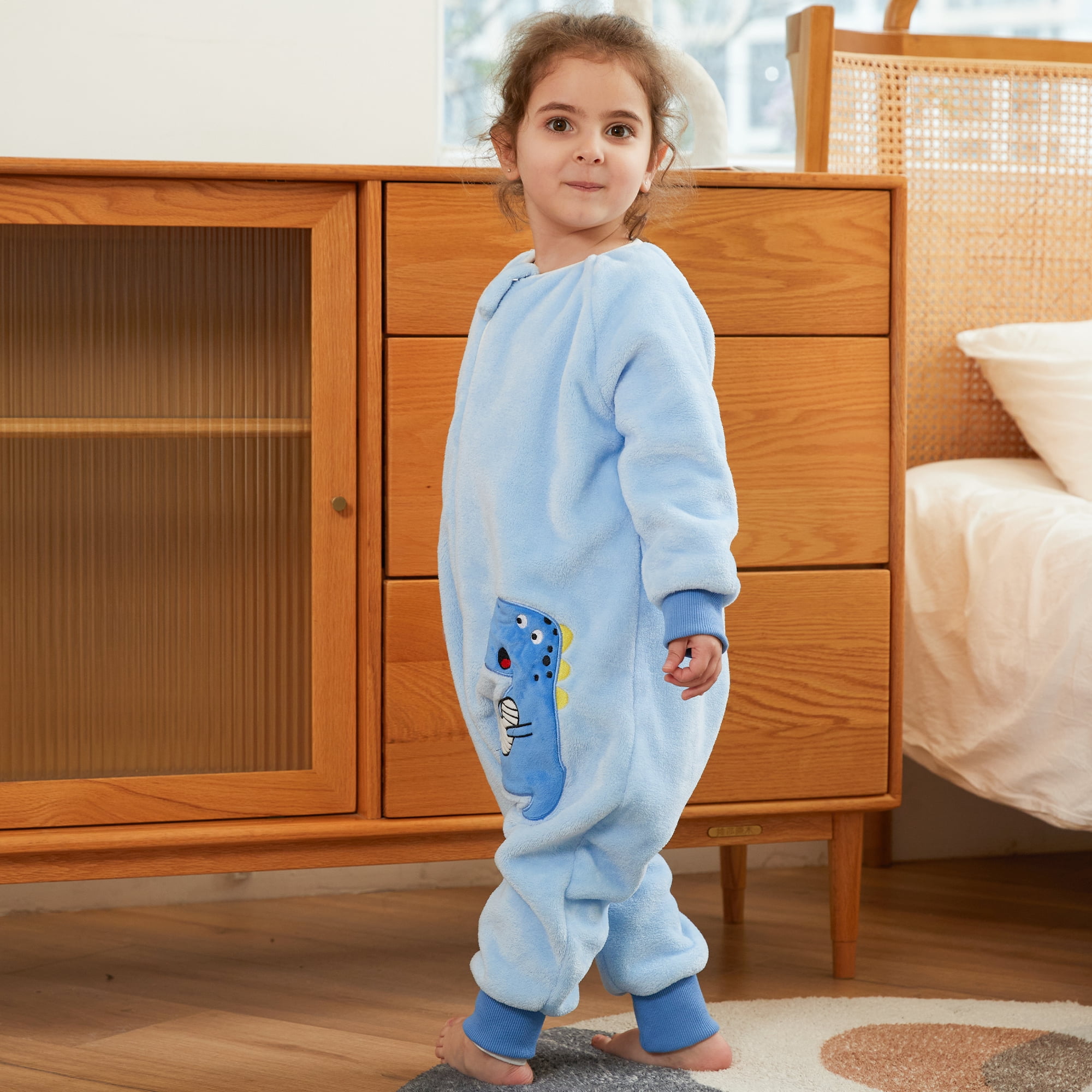 ATAIKU Toddler Sleeping Sack 9M-6T Winter Warm Flannel 2-Way Zipper Baby Sleep Sack with Feet, Infant Animal Dinosaur Wearable Blanket