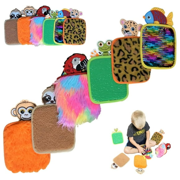Tapis Sensoriel Animal Carreaux Carrés Mini pour Enfants Besoins Spéciaux et Autistes Enfants – Lot de 6 Tapis Sensoriels Texture Sol et Muraux – Outils de Thérapie Sensorielle pour Enfants – Capteur Tactile