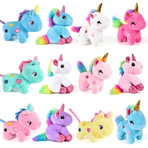 Miniunicornio de peluche Golray de peluche con llavero, 12 unidades