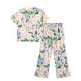 thumbnail image 4 of Abcomgle Girls Summer Outfits 4-16 Daisy Flower Print Short Sleeve Shirts and Wide Leg Pants Set Cute Casual Girls Sweatsuit,4-5 Years, 4 of 4