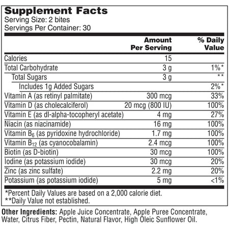 One A Day Men's 50+ Natural Fruit Bites Multivitamin, 60 Count