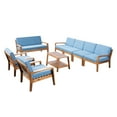 thumbnail image 6 of GDF Studio Parma Outdoor Acacia Wood 8 Seater Chat Set with Cushions, Teak and Blue, 6 of 8