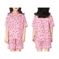 thumbnail image 2 of Topgal Satin Pajamas for Girls Beige & Pink Leopard 2 PC Short Sleeves Teen Girl Silky Nightwear Size 8, 2 of 7