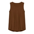 thumbnail image 6 of TEAJOPSUU Tank Tops for Womens Sleeveless Crew Neck Blouses Loose Fit Front Pleated Solid Color Shirts Coffee, 6 of 7