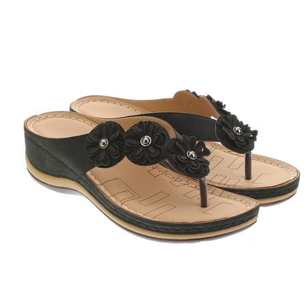 

Rosarivae 1 Pair Beach Slipsole Sandals Fashion Flower Slipper Creative Summer Shoes Comfortable Sandals for Women (Black 38 Yards EU38 US7 UK4.5)