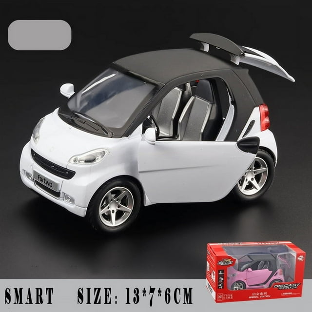 Simulation Benz Smart Alloy Model Car Metal Pull Back Door Openable Sound And Light Toy Children's Diecast Toy Car Gift For Boys white box