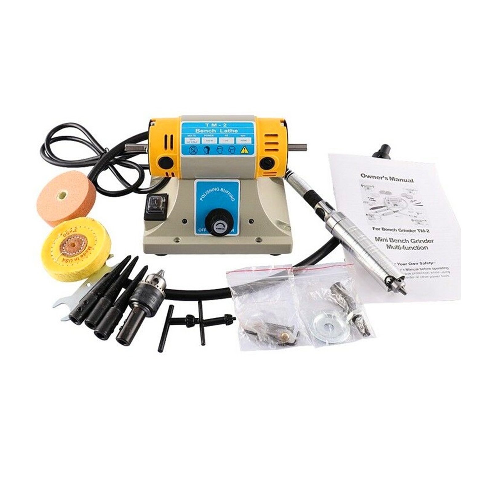 Jewelry Rock Gem Polishing Buffer Machine Bench Lathe Polisher 350W Electric Jewelry Rock Grinder Mill Grinding Machine