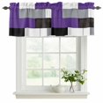 thumbnail image 2 of 2 Panels Purple Grey Geometric Valance for Windows, Modern Black White Abstract Art Light Filtering Kitchen Curtains, Rod Pocket Window Treatment Curtain Valances for Living Room Bedroom, 42"x12", 2 of 9