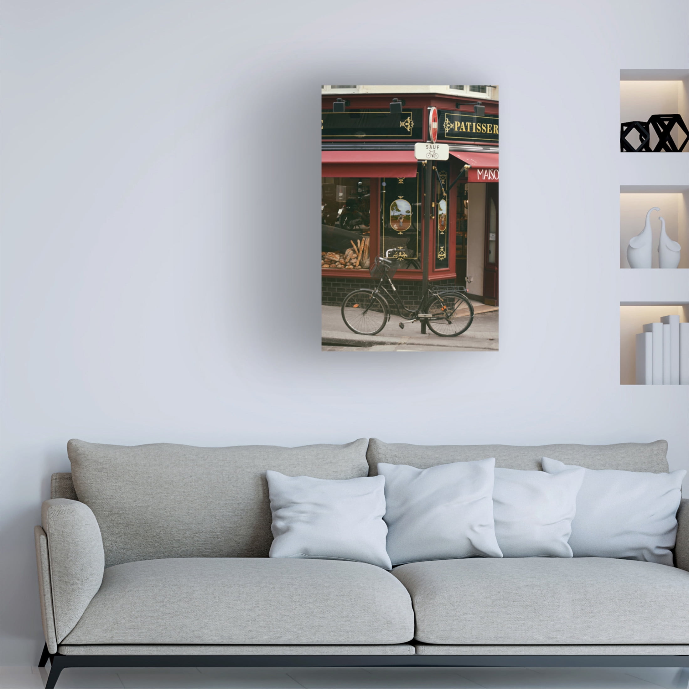 Canvas Wall Art - Carina Okula 'Baguettes and a Bike' Wall Art for Living Room, Bedroom, or Office Décor by Trademark Fine Art - 16 x 24 Inches