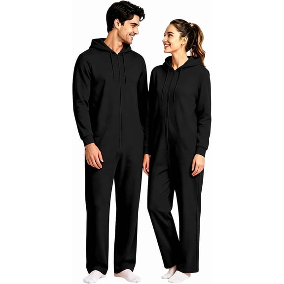 HaCpiu Adult Zip Up Hooded Onesie, Solid Color One Piece Couple Pajamas, Funny Halloween Cosplay Costume Loungewear for Men and Women, 1 Pcs