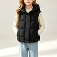 thumbnail image 5 of LOINRODI Girls Puffer Vest, Quilted Hooded Snap Button Sleeveless Warm Padded Outerwear for Cold Weather Black Size 5-6, 5 of 9
