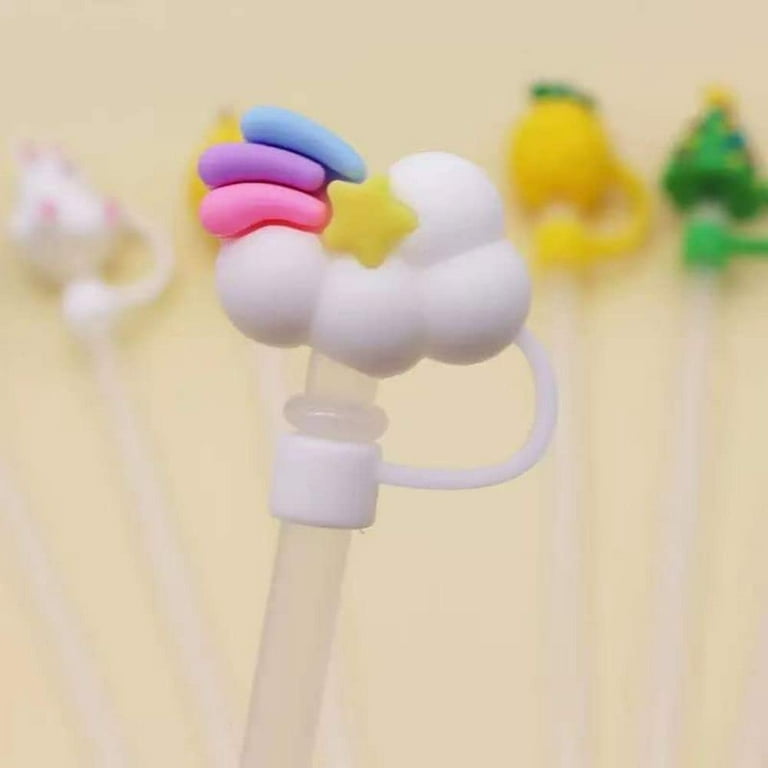 CHILDWEET Cute Straw Toppers 2pcs Straw Cap Straw Covers Cap Drinking Straw  Cover Cocktail Straw Decor Silicone Straw Protectors Silicone Straw Tips
