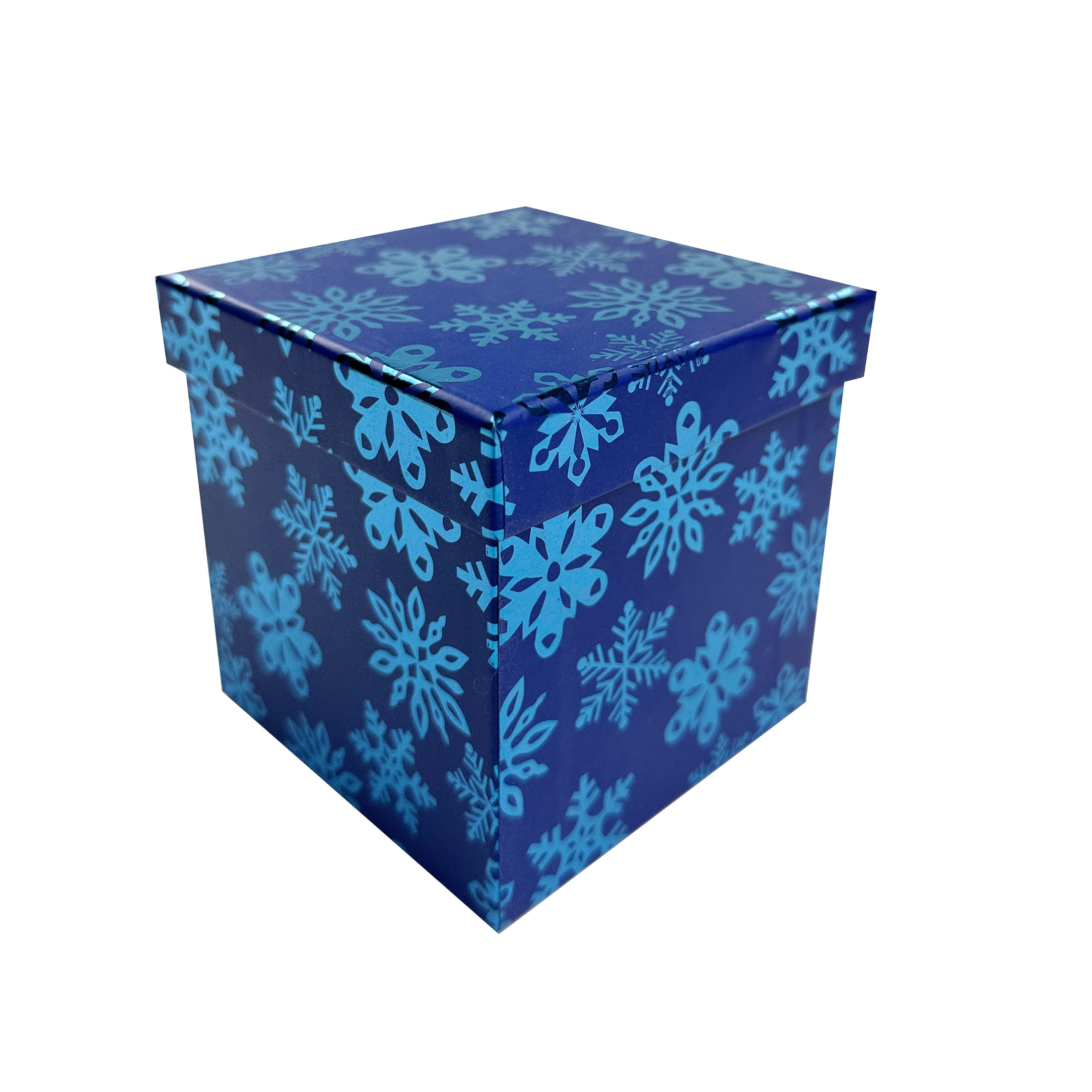 Holiday Time Christmas Gift Square Box, 4 inches, Blue/Red/Gold/Silver Holo