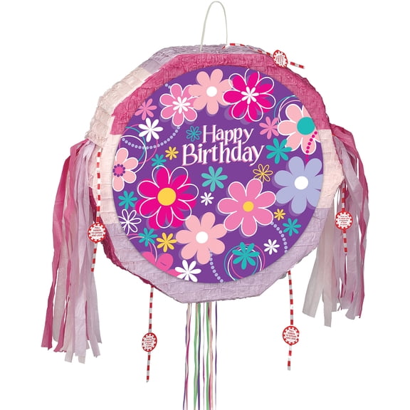 Birthday Blossom Pinata, Pull String, 19in x 18in