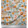 thumbnail image 1 of Soimoi Velvet Fabric Leaves,Cock & Chick Cartoon Print Sewing Fabric Yard 58 Inch Wide, 1 of 3