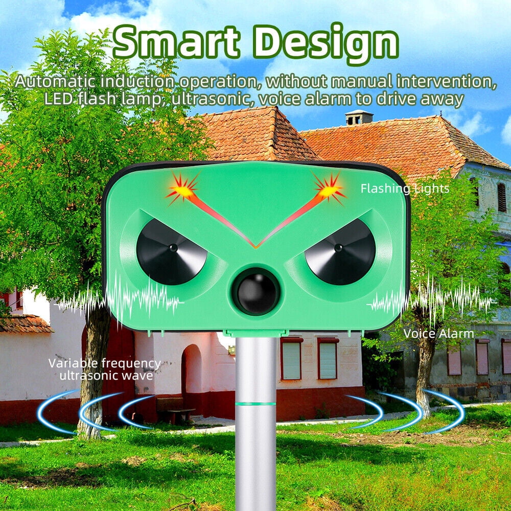 Jahy2Tech Ultrasonic Outdoor Animal Repeller, Outdoor Solar Powered Animal Repeller Waterproof with Motion Sensor & Flashing Light