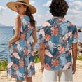 thumbnail image 3 of KUIFORTI Matching Hawaiian Outfits for Family Washable Couple Matching Outfits Tropical Leaf Men’s Hawaiian Shirt Lightweight Fit for Honeymoon Trip Fashionable, 3 of 7