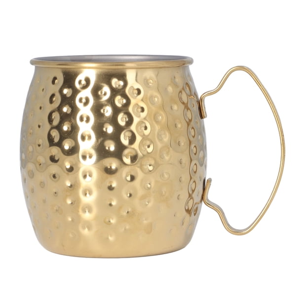 Exquisita taza Moscow Mule de acero inoxidable 304 de 500 ml, gran capacidad, ideal para cócteles, bares, hoteles y restaurantes, color dorado.