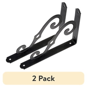 Hyper Tough 8" x 5.5" Decorative Scroll Shelf Bracket, Black Metal