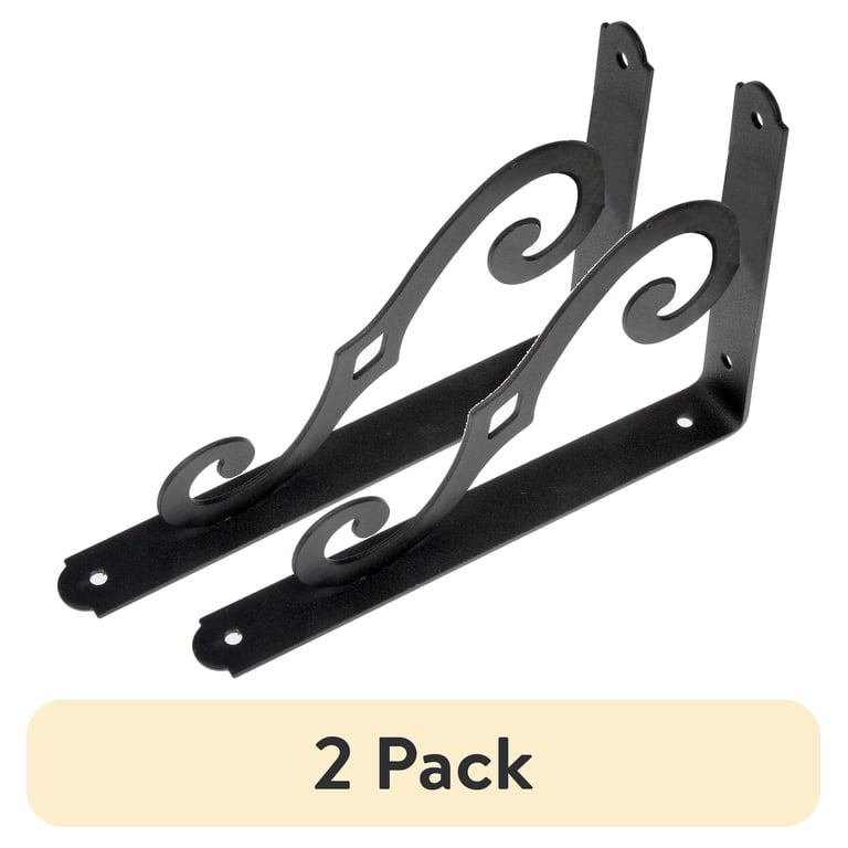 Hyper Tough 8" x 5.5" Decorative Scroll Shelf Bracket, Black Metal photo 1