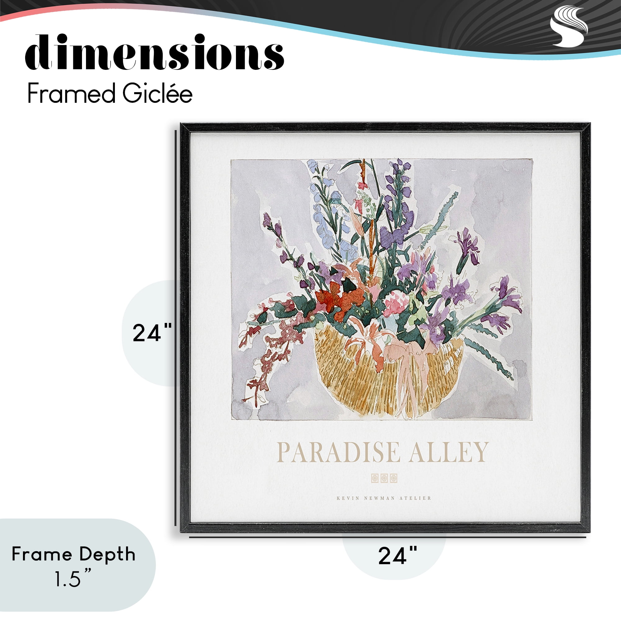 Stupell Industries Paradise Alley Basket of Flowers Black Framed Giclee Art, design by Jadei Graphics