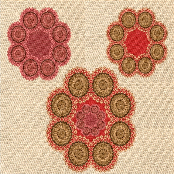Ahgly Company Indoor Square Patterned Grapefruit Red Area Rugs, 6' Square