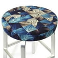 thumbnail image 3 of Fotbe Abstract Blue Squares Stool Covers Round,Waterproof Round Bar Stool Covers Bar Chair Covers Washable Stool Cushion Slipcover for 12-14 Inch Chair-, 3 of 7