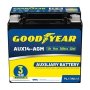 Goodyear AUX14-AGM BCI Group Size 400 12V 14 AH, 22RC, 200 CCA Platinum series Rechargeable AGM Maintenance Free Auxiliary Battery