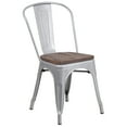 thumbnail image 2 of Flash Furniture Silver Metal Stackable Chair with Wood Seat, 2 of 11