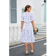 thumbnail image 4 of Zeagoo Floral Midi A-Line Dress Women's Boho V-Neck Spring Summer Dress Layer Ruffle Hem Cute Dress, 4 of 7