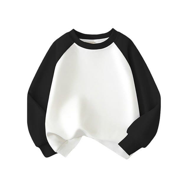 Fgnfyis Chandail à Capuche pour Enfants Garçons Filles Bloc de Couleur Basique Col Rond 3-4 Ans Noir