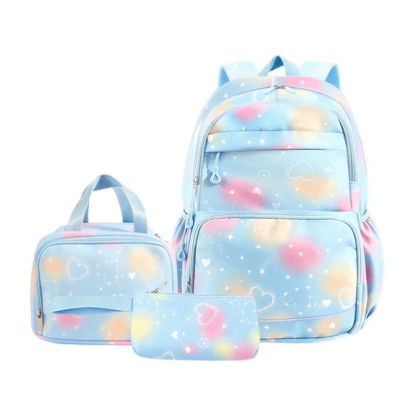 Backpack for Girls, Girls Backpack with Lunch Box & Pencil Case Set, 3PCS Kids Bookbag for Girl Teens, Waterproof School Backpack for Elementary Middle High School Students