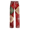 thumbnail image 4 of Wutalume Women's Winter Solid Color Pants with Drawstring and Christmas Print, Full Length Design for Casual and Sporty Activities,Wine S, 4 of 4
