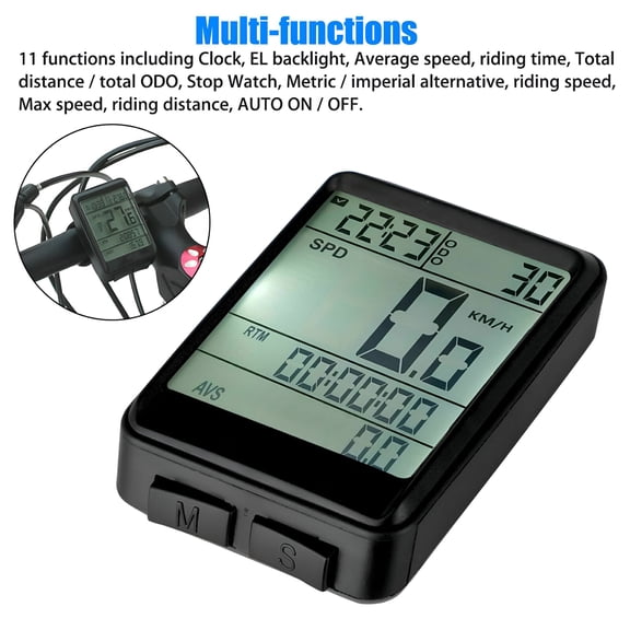 GJX Wireless Bike Bicycle Odometer Speedometer Cycle Computer with 2.1in LCD Screen Waterproof